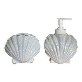 Soap dispenser and shell toothbrush storage