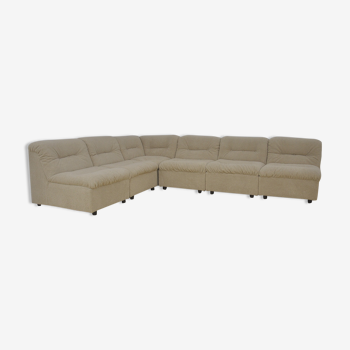 Canapé modulaire en tissu boucle beige, années 1970