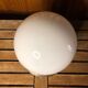 Ancienne applique opaline blanc + support céramique & contour alu vintage #a508
