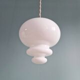 Scandinavian pendant light in white opaline (2 available), 1960