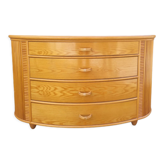 Commode bois, bambou et rotin, Cerda, vintage, années 80