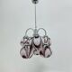 XL Italian purple and white Murano glass swirl chandelier, 1970s