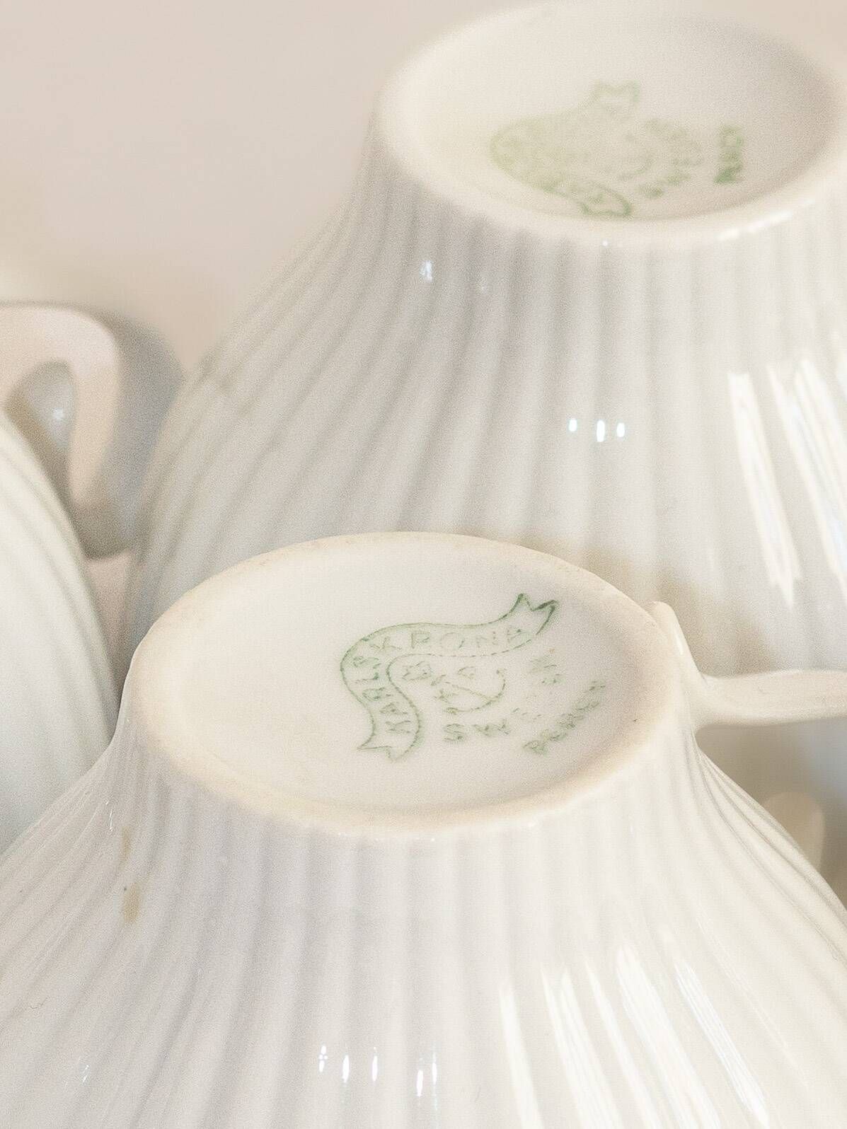 Set of six coffee cups and saucers, Karlskrona, Sweden, 1950s
