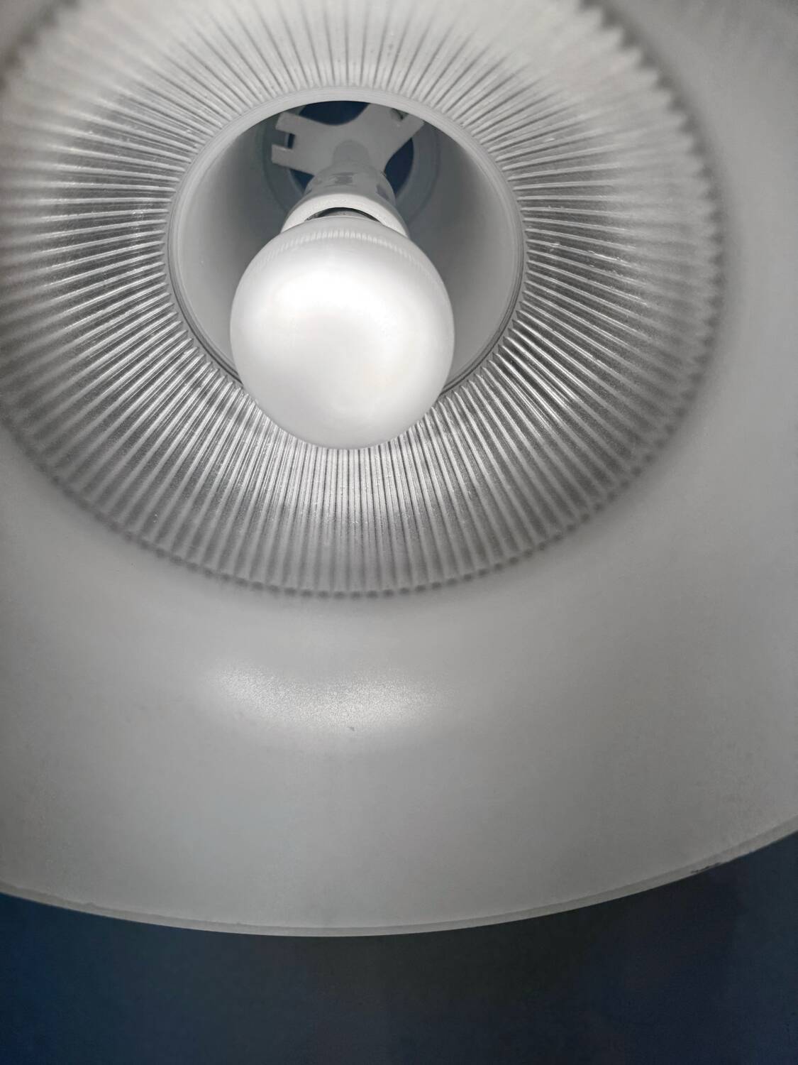 Holophane glass chandelier from the 1970s.