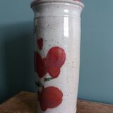 Signed scroll vase with poppy dragonfly decor