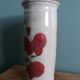 Signed scroll vase with poppy dragonfly decor