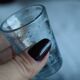 Set of 8 blue bubble-blown blown glass shot glasses