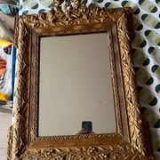 Miroir doré trumeau cheminée fin 19e ancien fronton sculpté