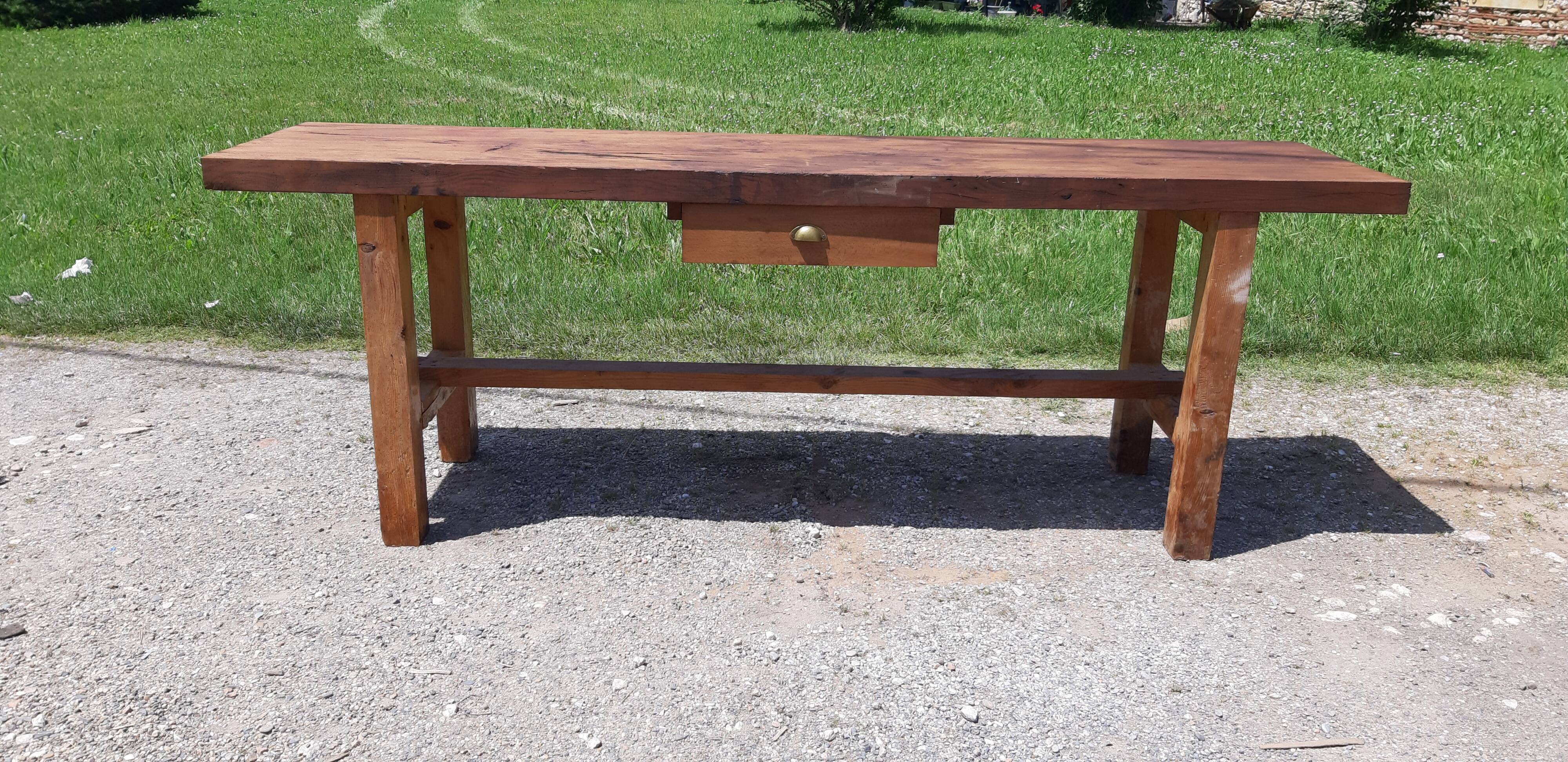 Wooden workbench with 1 drawer