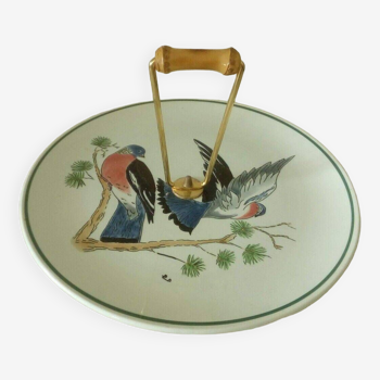 Plateau a fromage en faience de gien decor envol de pigeon