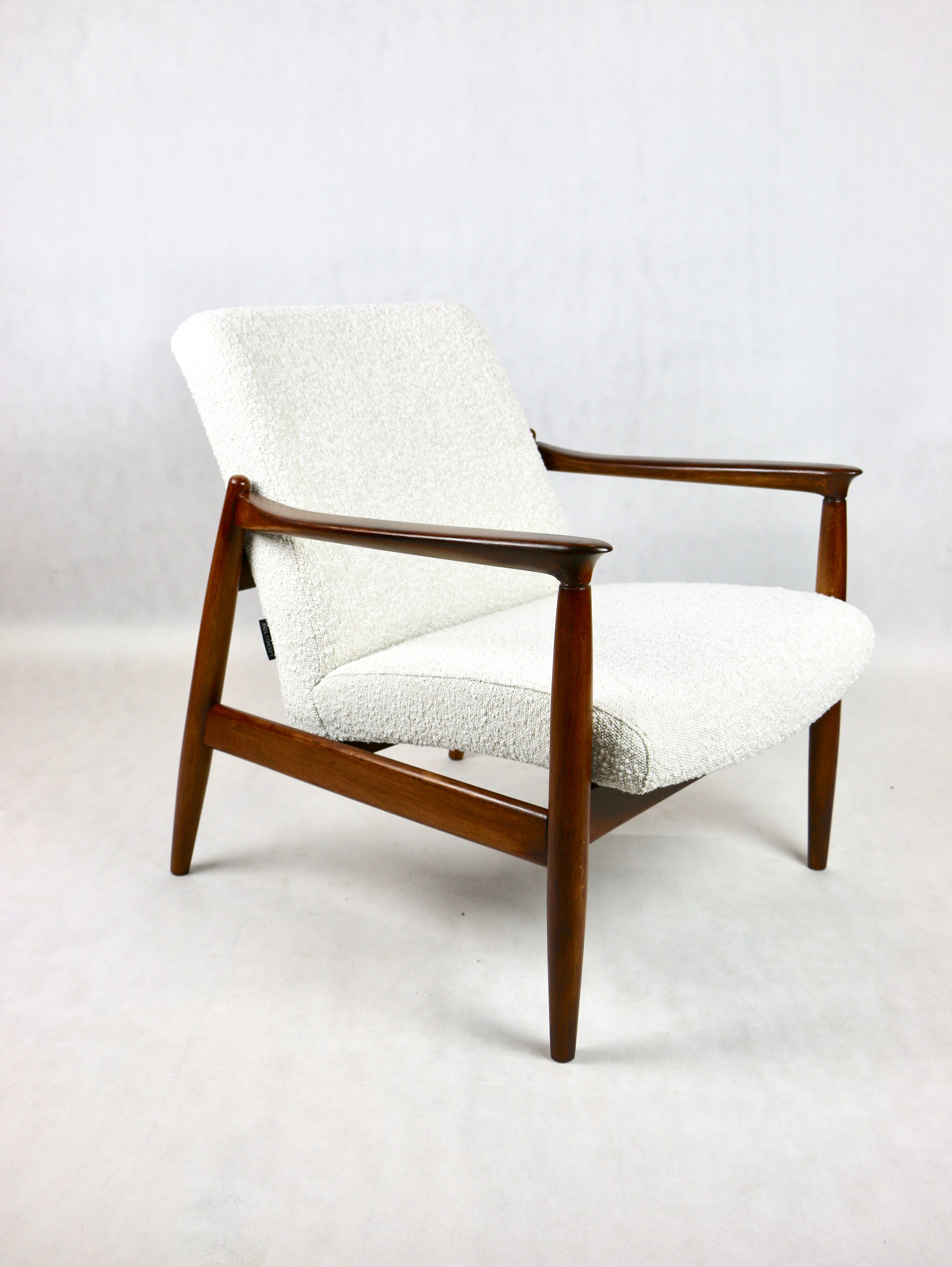 White Boucle GFM-64 armchair by Edmund Homa, 1970s