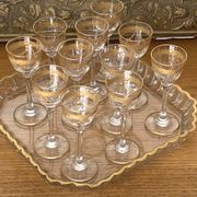 Saint Louis 14-piece liqueur set, fine 19th century gold-plated crystal
