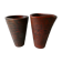 Pair of red enamelled terracotta vases, signed