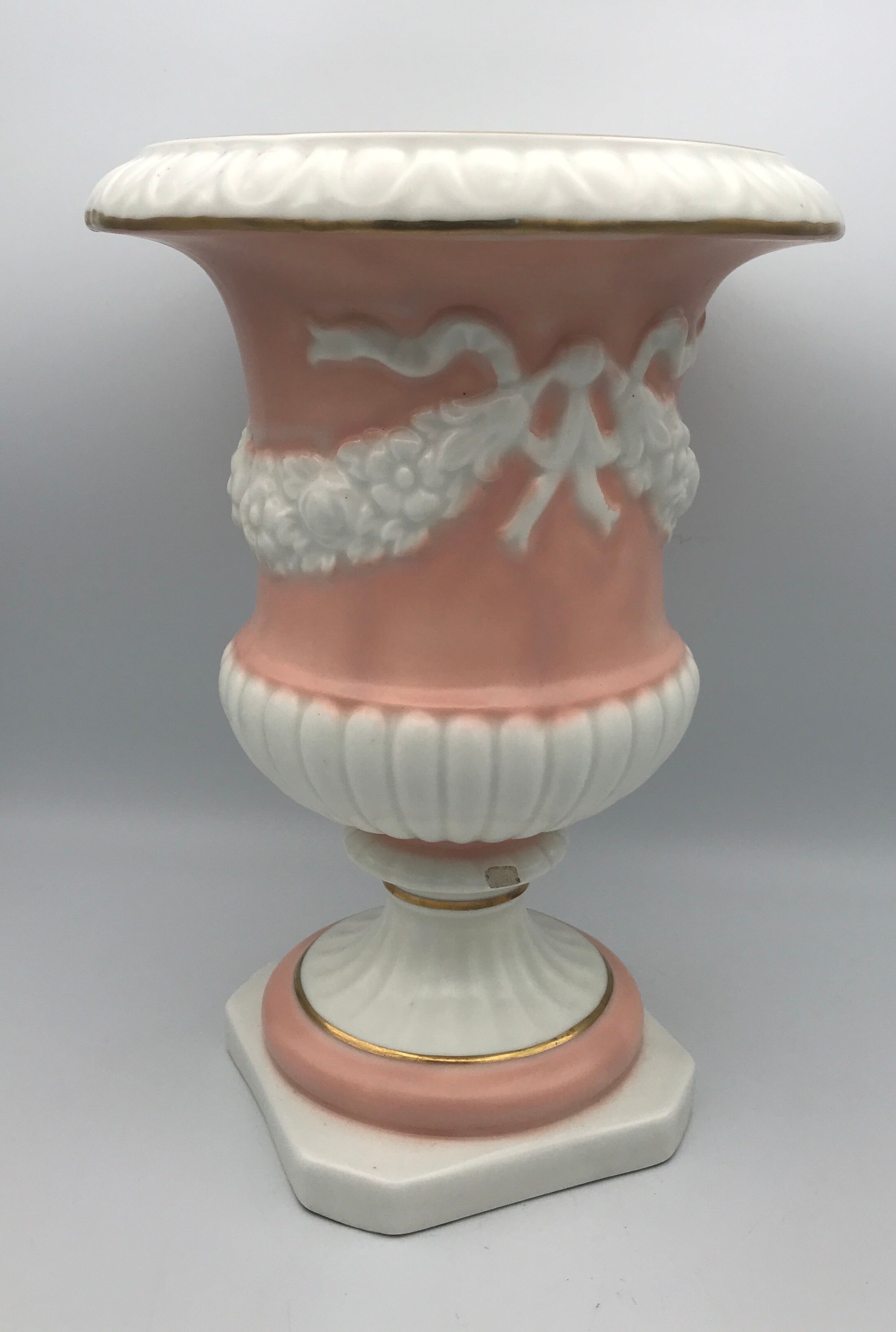 Medici VASE in enamelled earthenware with floral frieze decoration, signed and numbered