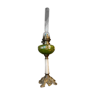Oil lamp, bronze, onyx and glass