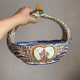 Fruit bowl, bird head handle HB Quimper Breton earthenware