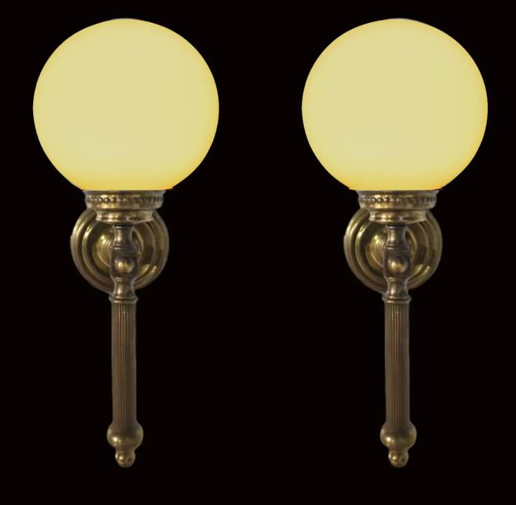 Set of 2 Empire style wall sconces, elegant vintage from the 1940s.