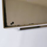 Sellette, table d'appoint en laiton et verre fumé miroir ancienne