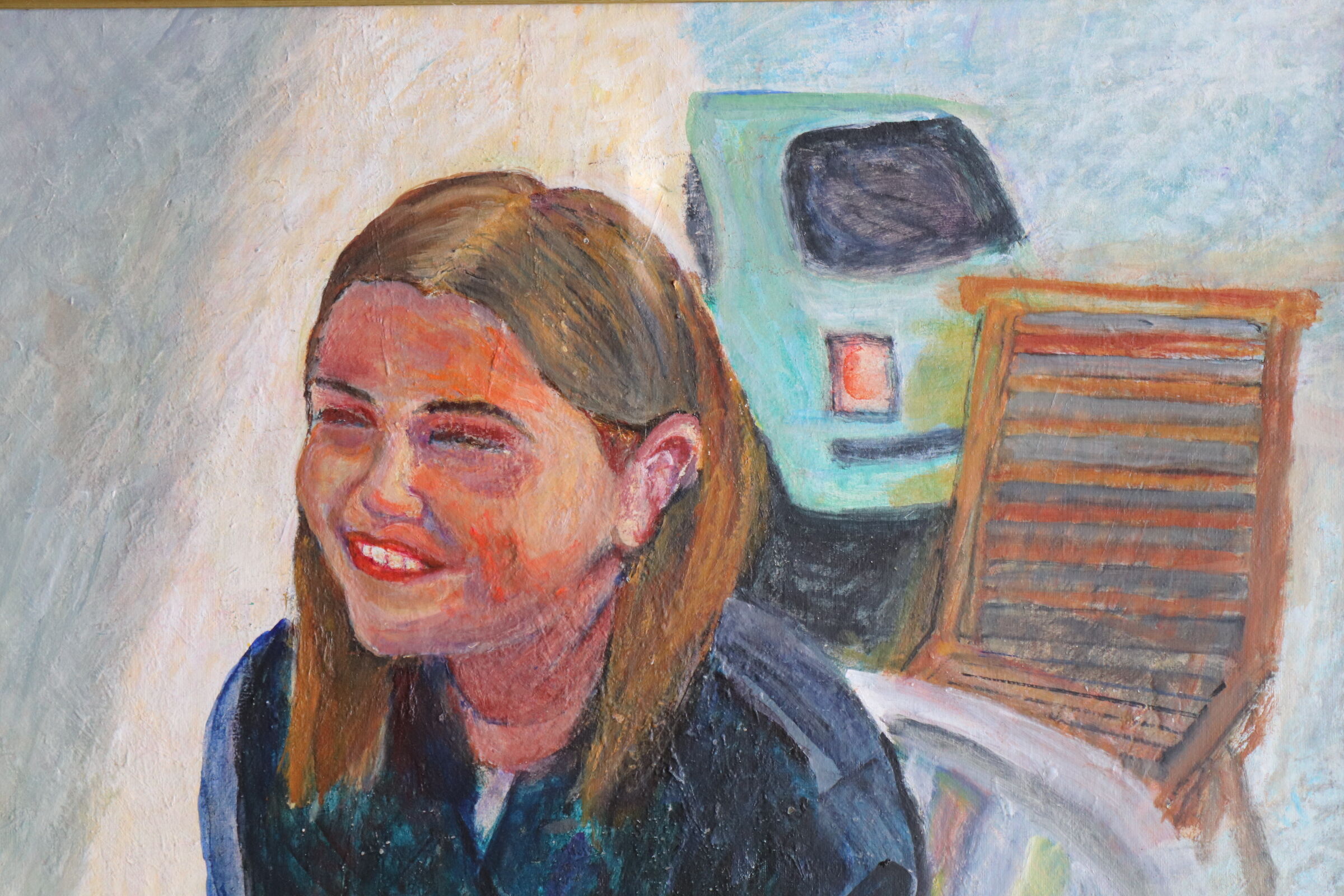 Oil on canvas laughing girl