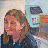 Oil on canvas laughing girl