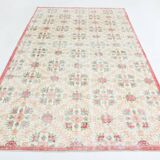 6x10 Vintage Beige & Powder Pink Floral Handmade Vintage Rug, 186x295 Cm
