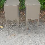 Pairs of bedside tables 1 drawer 1 niche style Louis XV wood gray mink