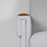 Fauteuil moderne du milieu du siècle, restauré, 1960, tissu gris clair