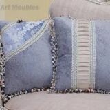 Complete Louis XV Light Blue Living Room Set – Carved Wood and Luxurious Upholstery