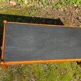 Solid oak and slate coffee table from the 50s-60s