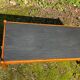 Solid oak and slate coffee table from the 50s-60s