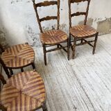 Set of rustic Provençal mulched chairs