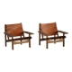Pair of hunting chairs in oak and leather by Kurt Østervig, Danish modern, 1960s.