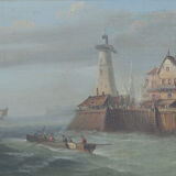 Pair of oils on canvas representing port scenes