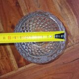 Old pendant light, structured glass globe - gilded brass