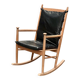 Scandinavian wooden and leather rocking chair