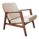 Vintage Danish boucle armchair with orange polka dots from the 1960s.