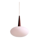 Scandinavian pendant light in teak and white opaline, Louis Kalff, Philips, 1960.