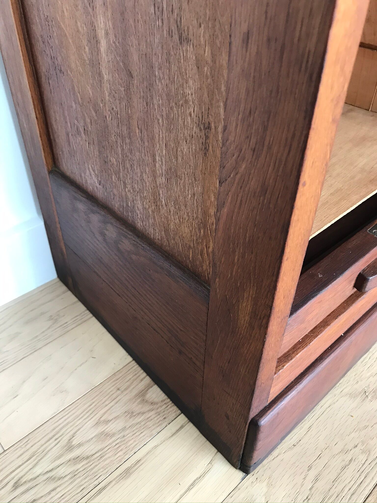 Vintage curtain binder in solid oak 5 shelves