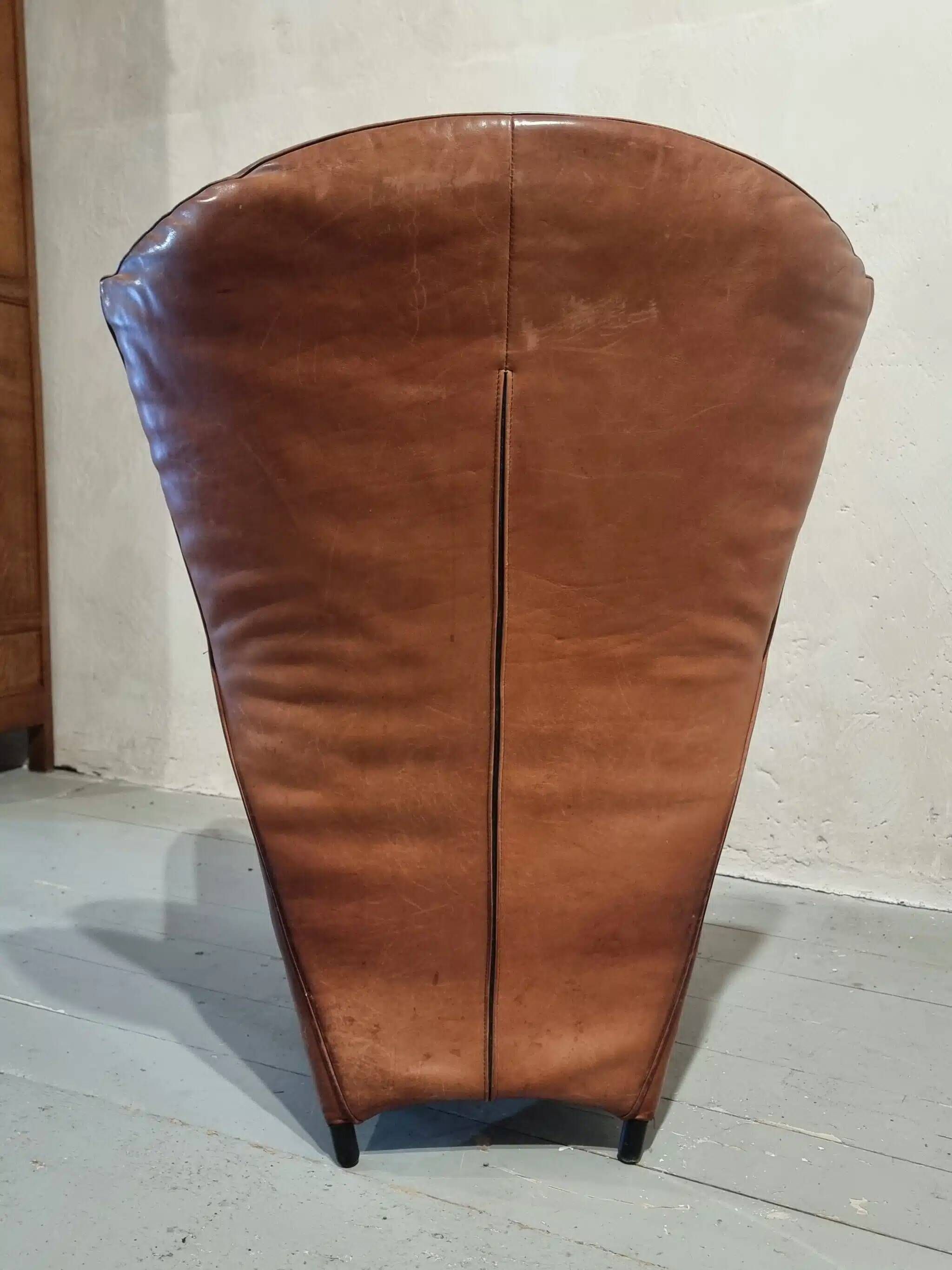 Vintage Dutch leather lounge chair, 1990s, Montis style