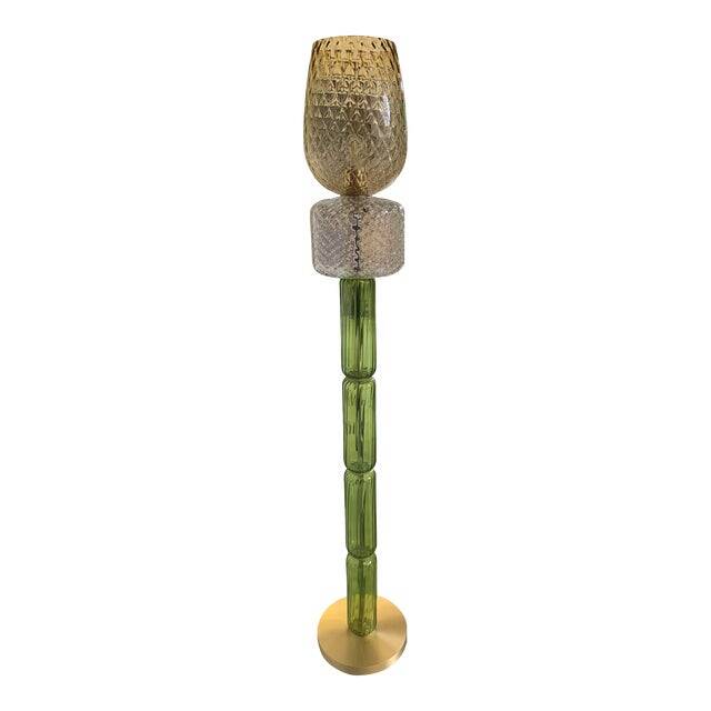 Contemporary Green Murano Glass Floor Lamp