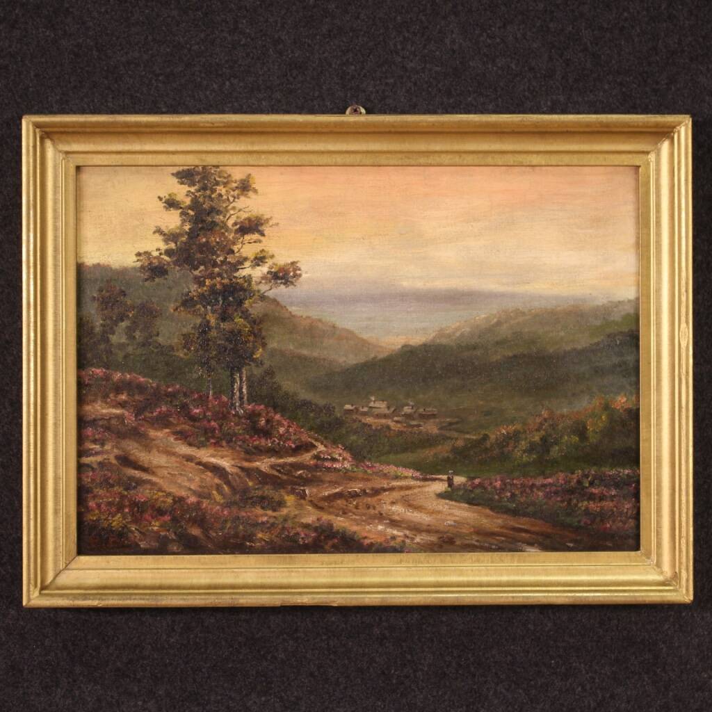 Small romantic landscape French painting from the 1920s