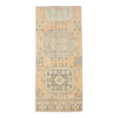 Tapis couloir vintage turc 2x5 : tapis fait main pêche clair orange 75x170 cm