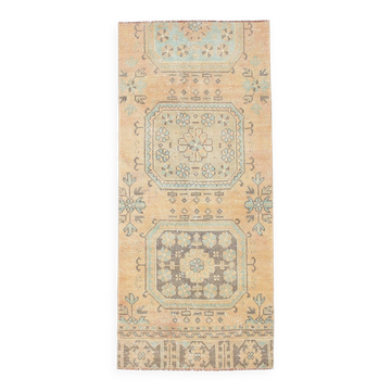 Tapis couloir vintage turc 2x5 : tapis fait main pêche clair orange 75x170 cm
