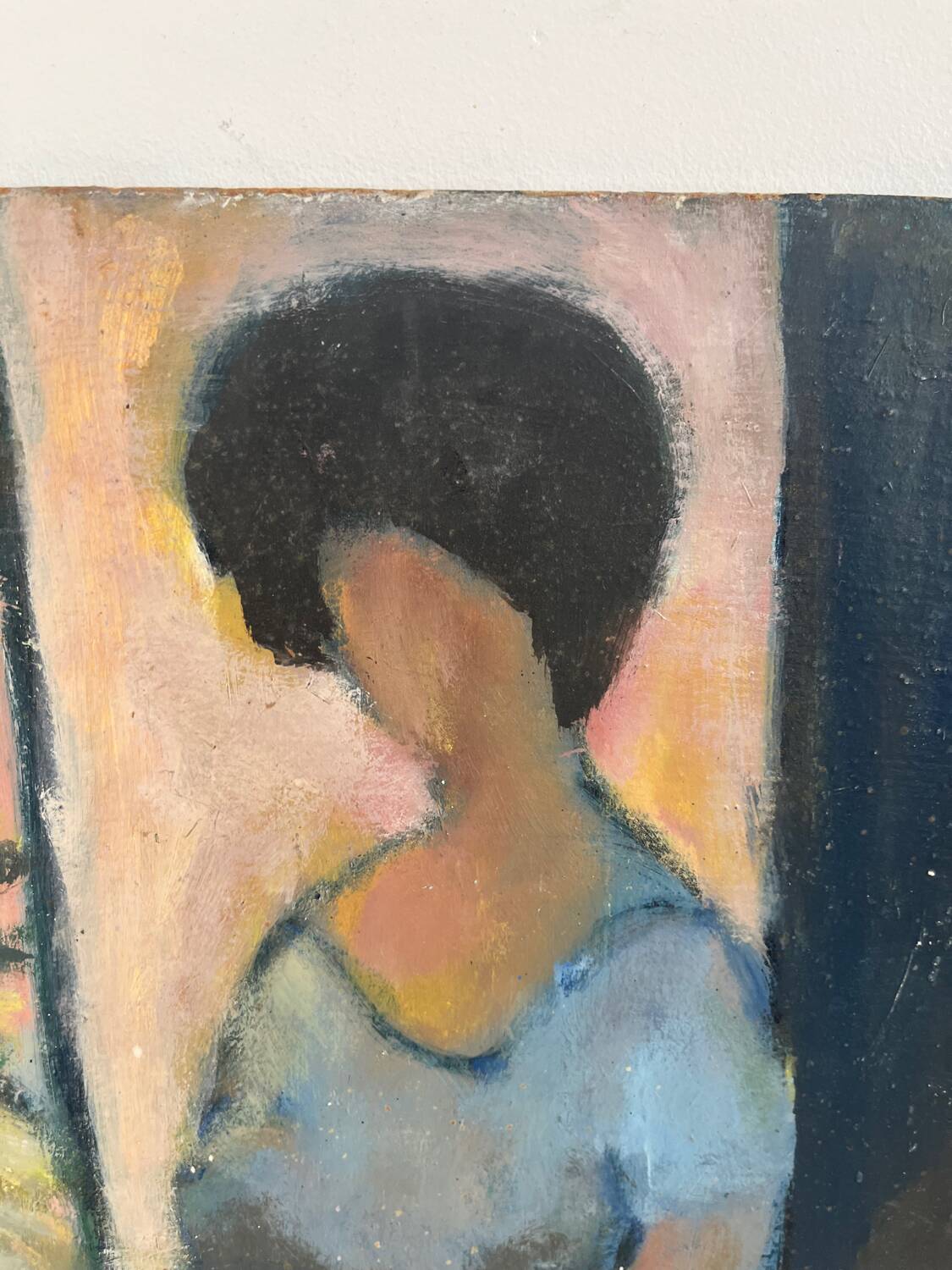 Oil on wood panel, Woman seated