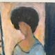 Oil on wood panel, Woman seated