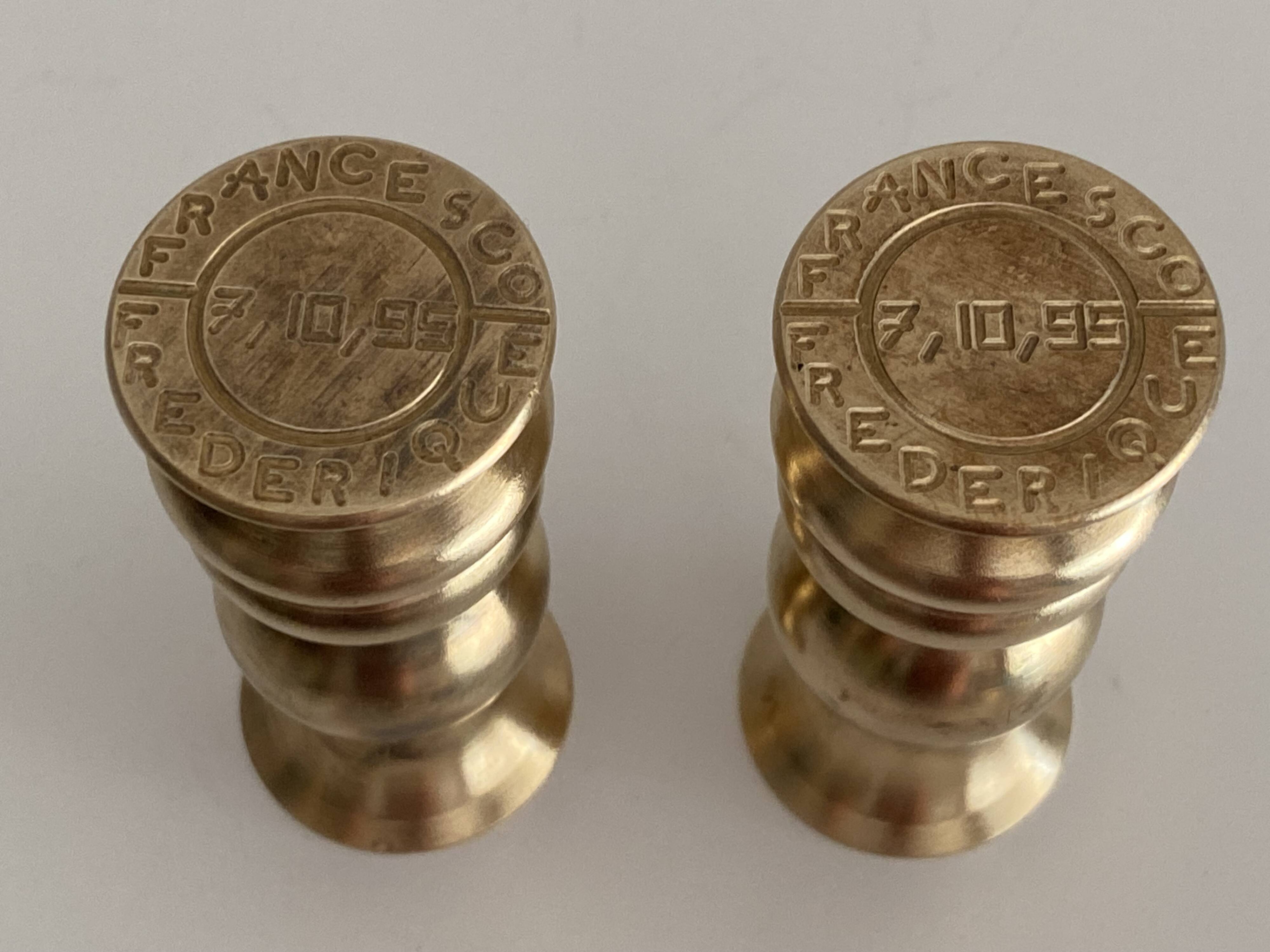 Atypical Duo of Candle Holders Candlesticks Solid Turned Brass