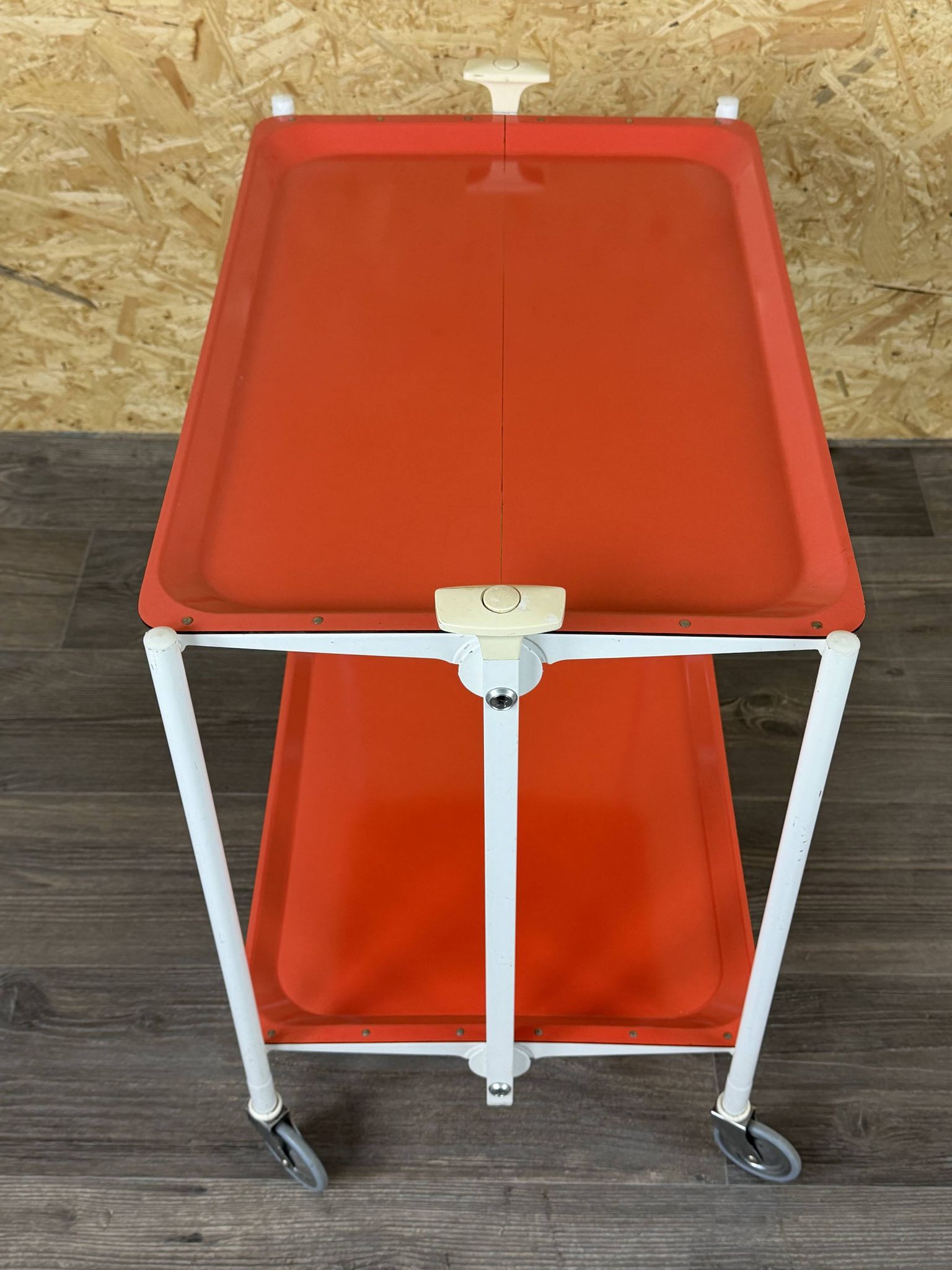 1960s 1970s Serving Cart Dinette Side Table Orange Space Age Design