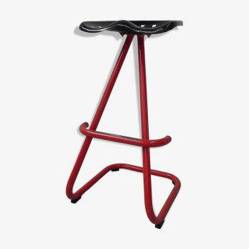 Steel vintage bar stool with tractor seat