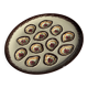 Large circular platter with compartments for shellfish, molluscs, and oysters.