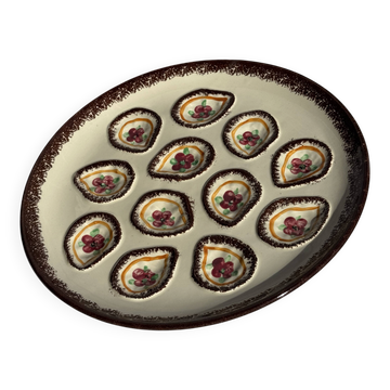 Grand plat circulaire à compartiments pour crustacés coquillages huîtres